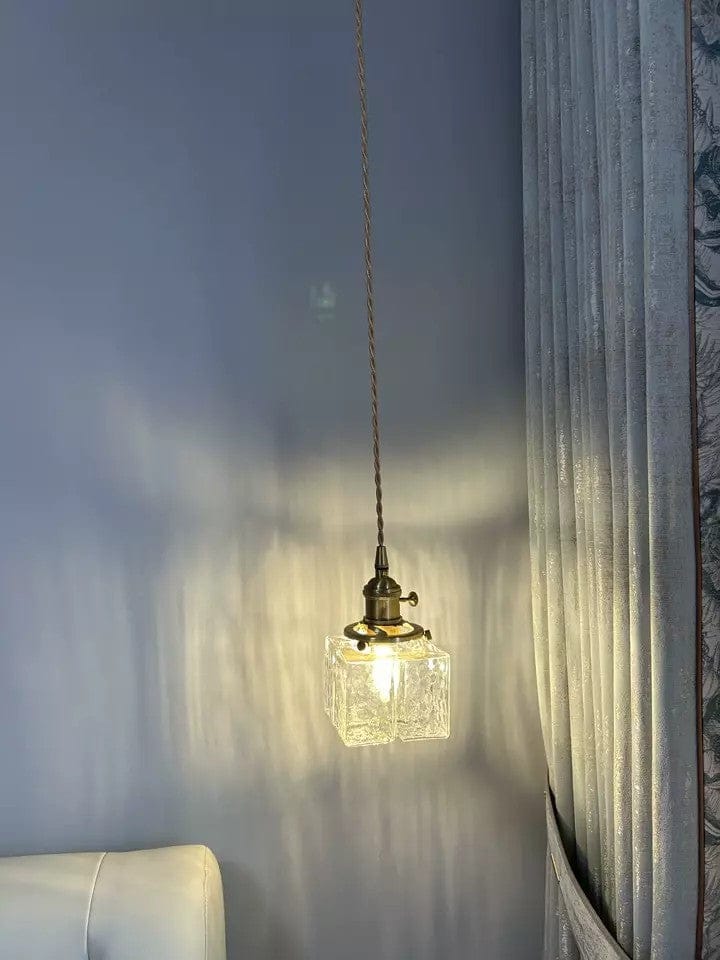 Customer photo review of Vintage 1-Light Hammered Square Water Glass Pendant Light