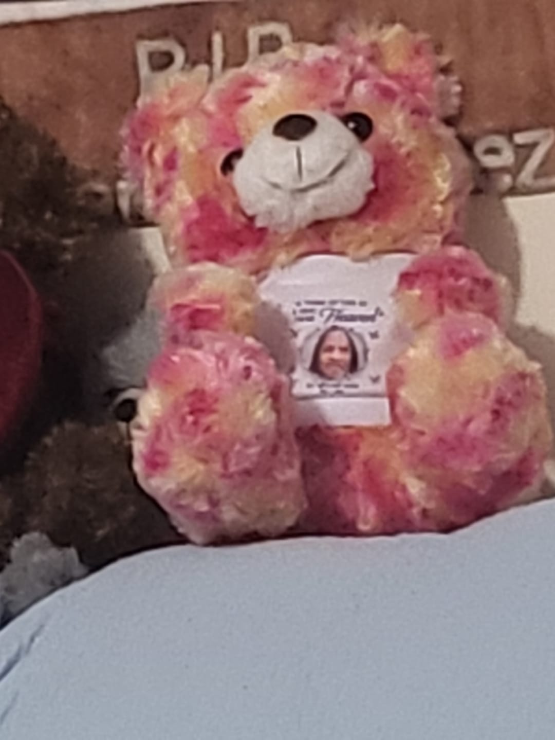 Customer photo review of Think Of This Is A Hug From Heaven - Personalized Memorial Teddy Bear