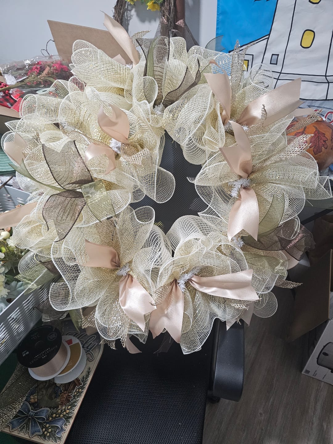 Customer photo review of 15-24" Tinsel Work Wreath Form: White XX750427