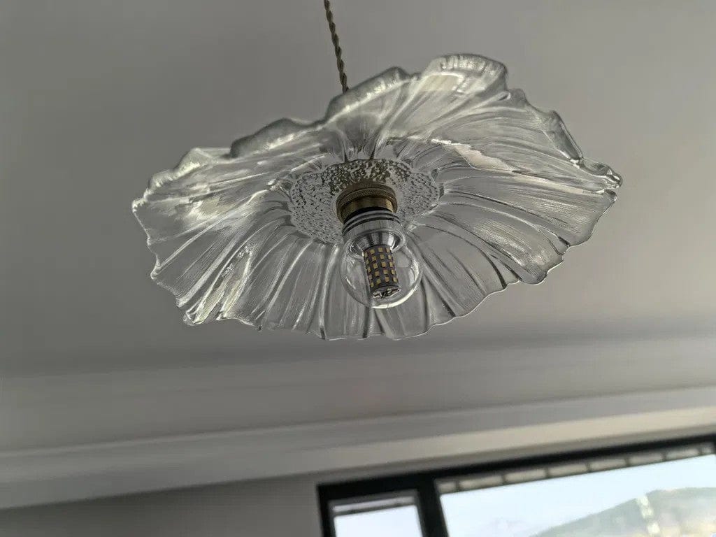 Customer photo review of Traditional Vintage 1-Light Flower Inspired Lotus Glass Pendant Light