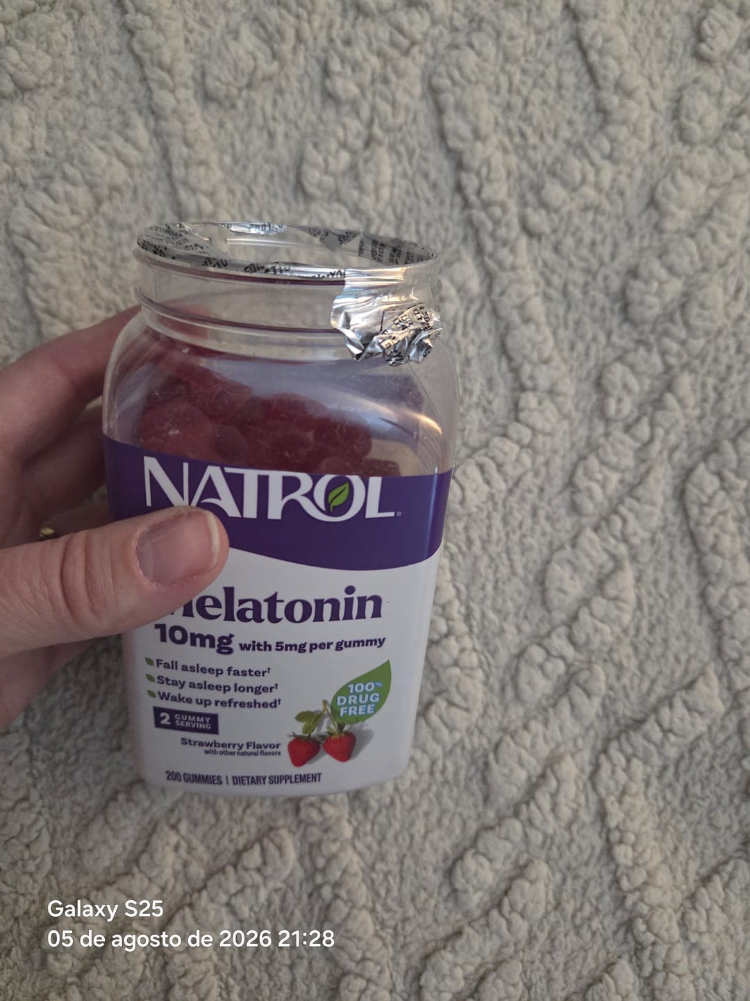 Customer photo review of Natrol Melatonina 10mg, 200 Gomas Mastigáveis de Morango