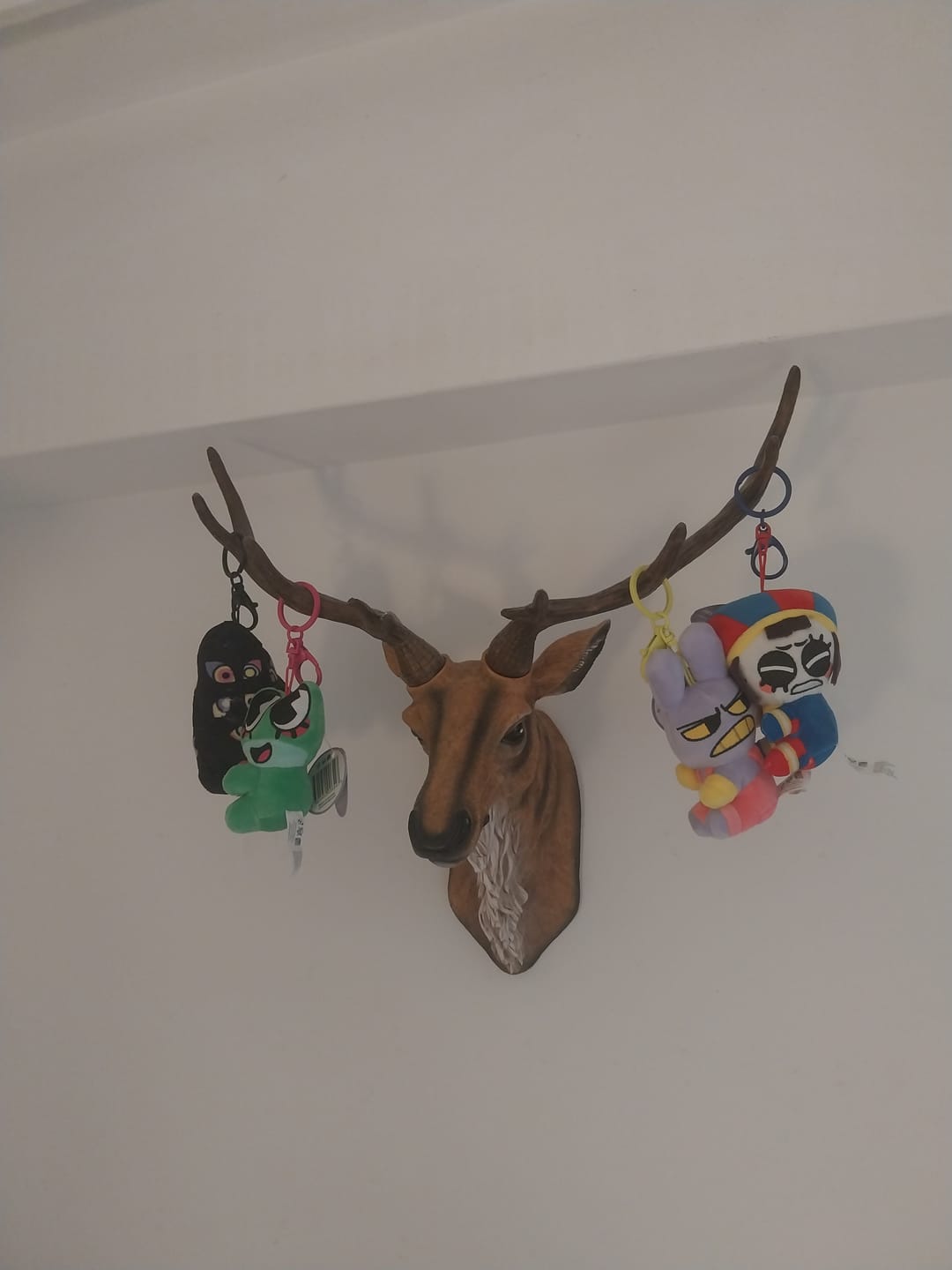 Customer photo review of Pomni & Abstraction Magnetic Plush Keychains