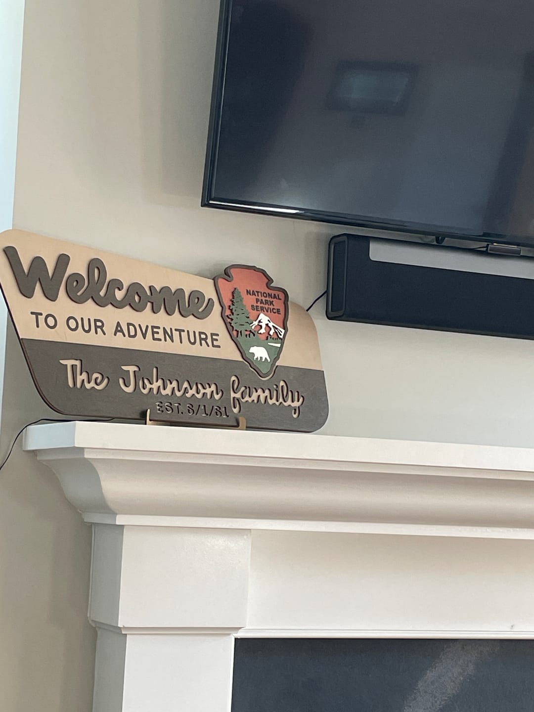 Customer photo review of 3D National Park Service Family Name Welcome Sign (Bear Design)