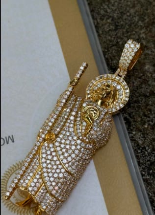 Customer photo review of Iced Out VVS Moissanite San Judas Full Body S925 Silver Pendant