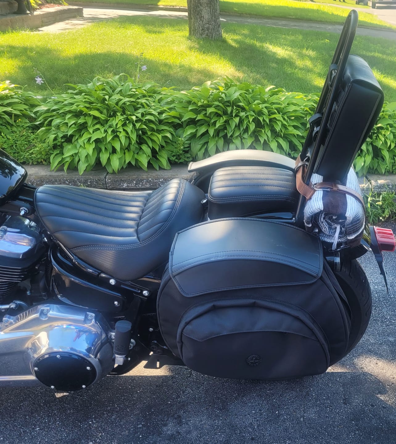 Customer photo review of 60L - Stealth XL Quick Mount Saddlebags for Harley Softail Street Bob FXBB/S