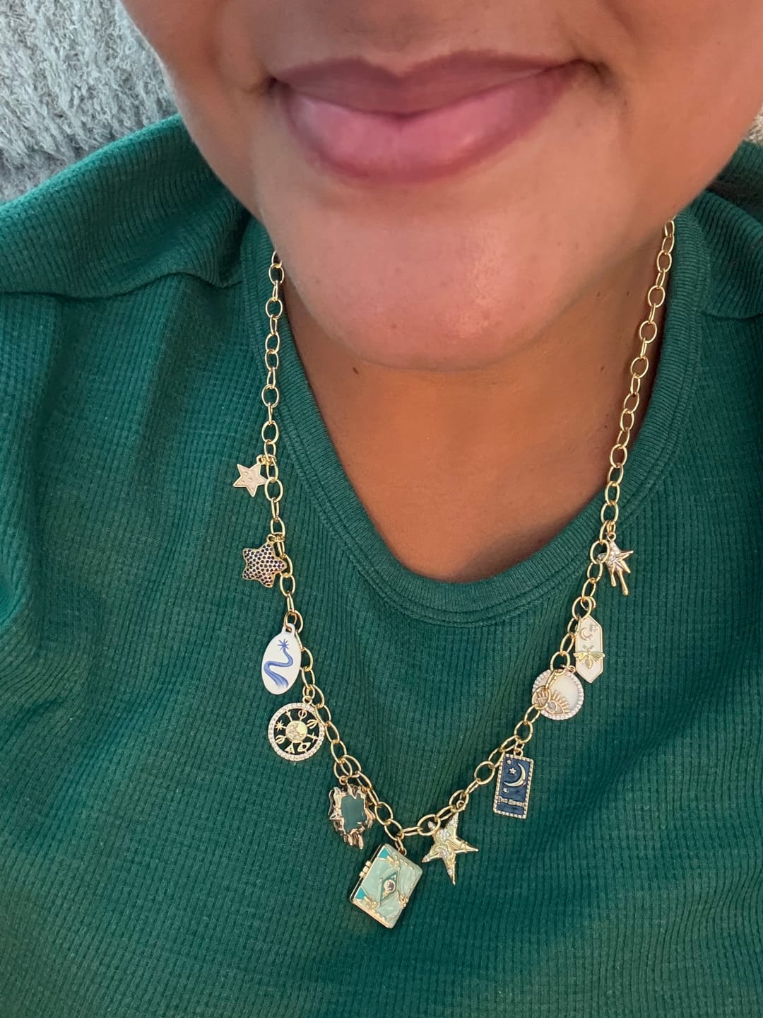 Customer photo review of 9 Charm Necklace Bundle- (Chain + 9 Charms) Pick Your Charms TT LIVE