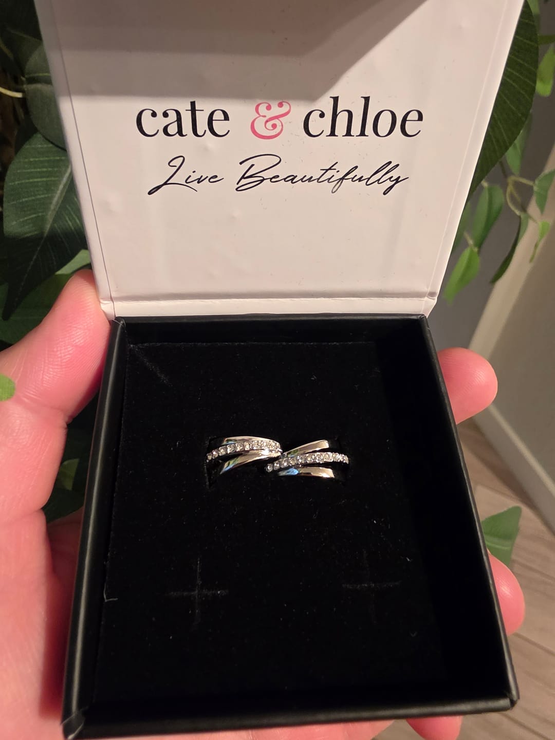Customer photo review of Bella 18k White Gold Plated 17mm Hoop Earrings with Swarovski Crystals