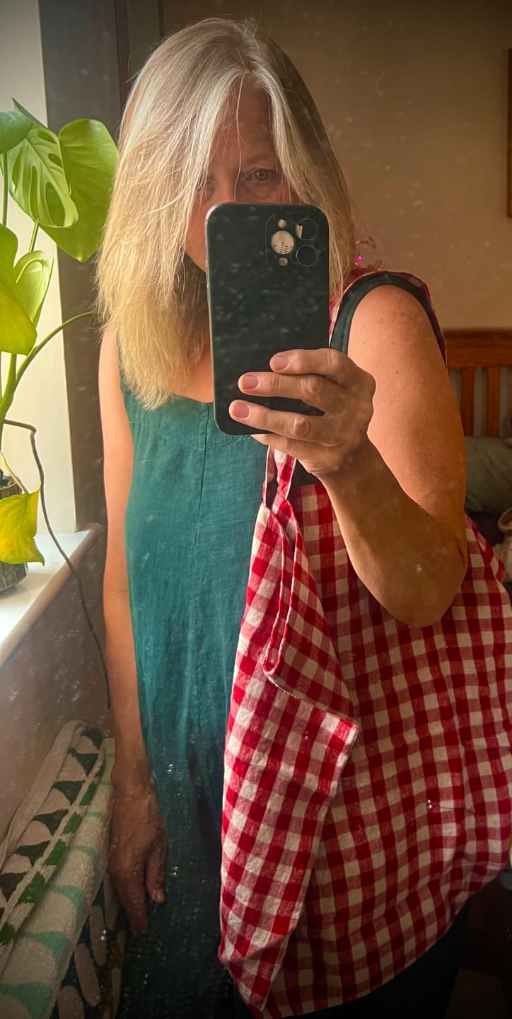 Customer photo review of Red Gingham Linen Big Bag