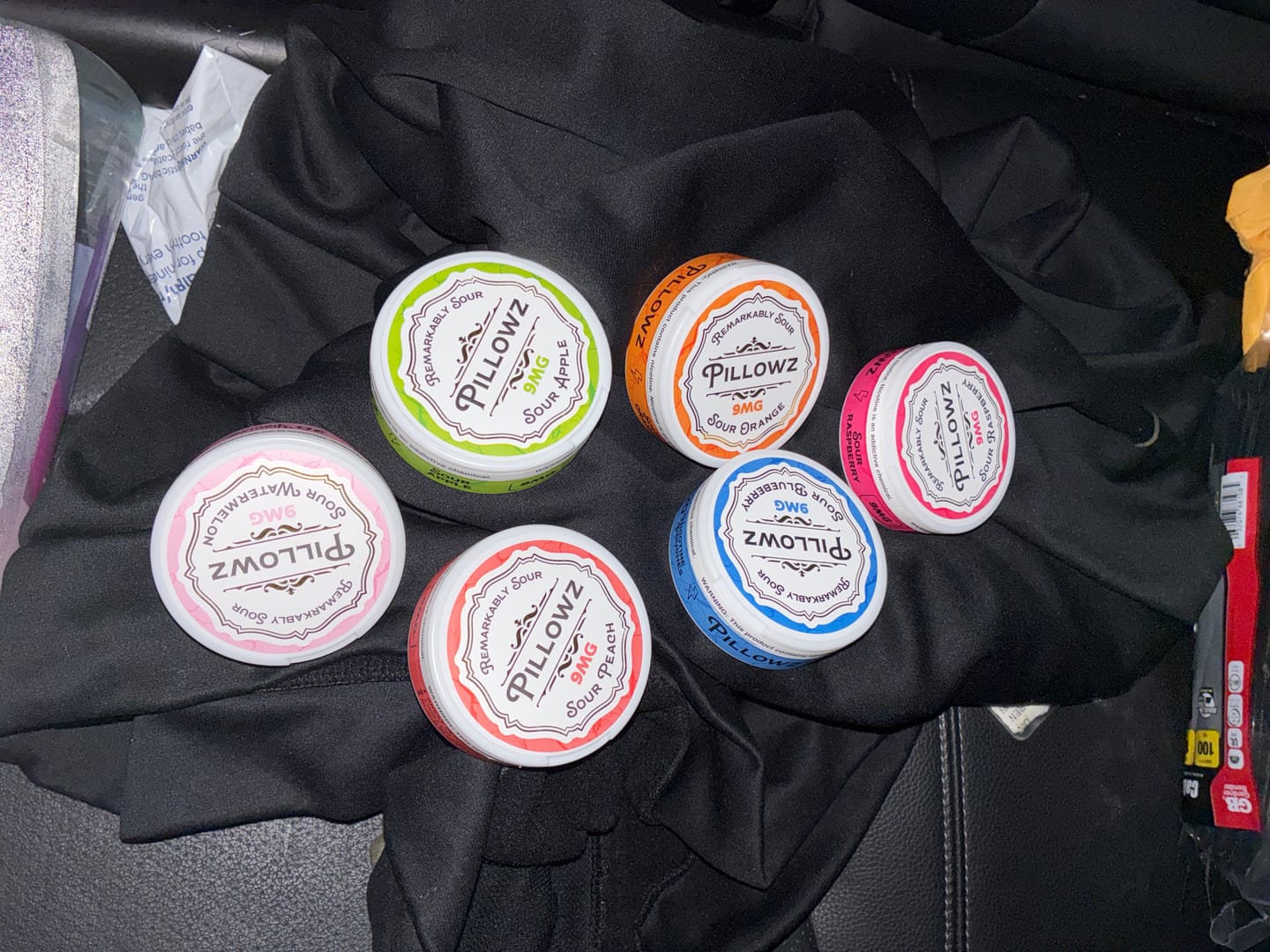Customer photo review of Sour Pouches 5-Can Multi Flavor Pack