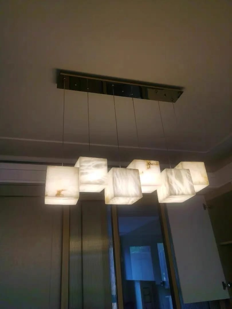 Customer photo review of Ivnoros Alabaster Linear Chandelier with Metal Frame, 6, 8, or 10 Heads