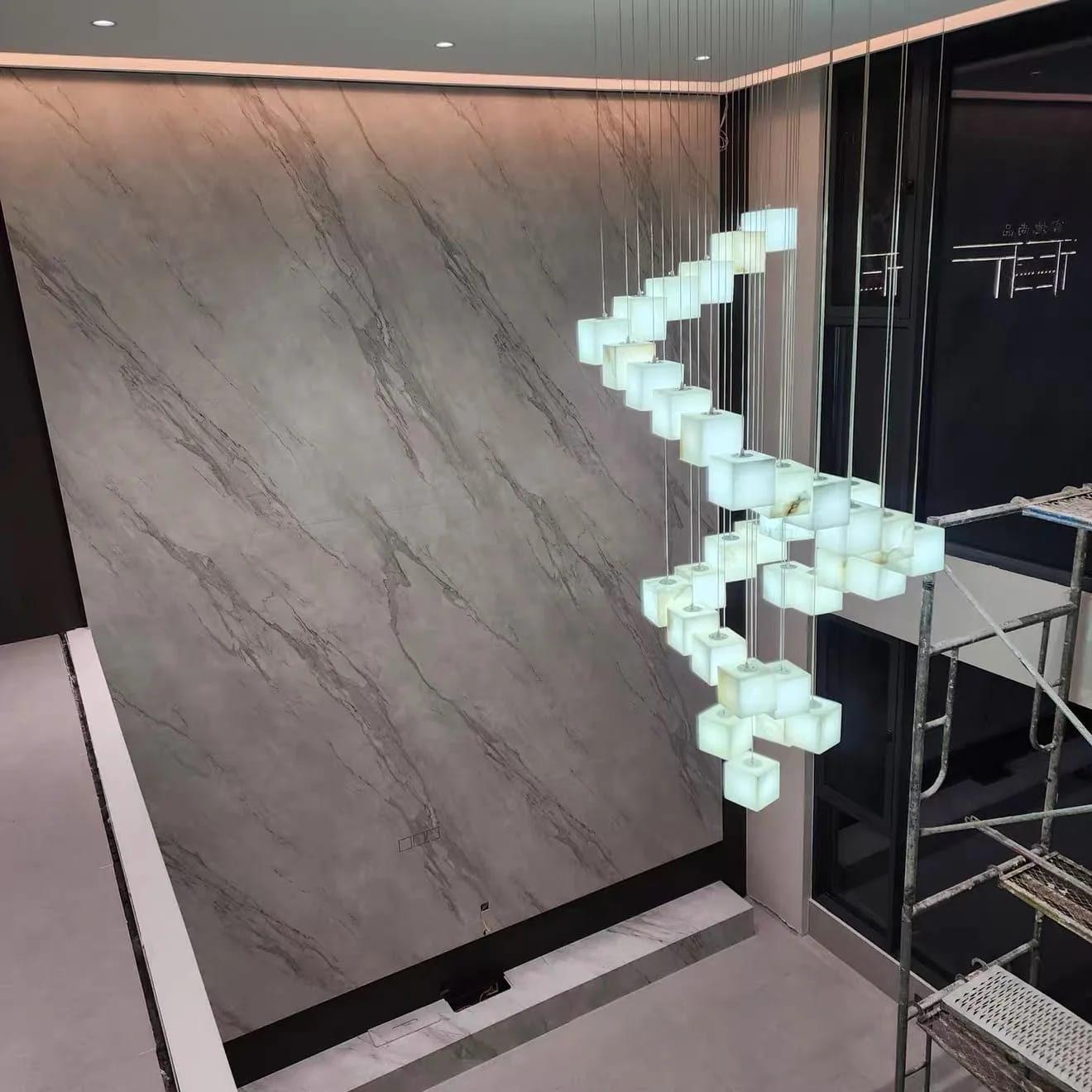 Customer photo review of Ivnoros Alabaster Linear Chandelier with Metal Frame, 6, 8, or 10 Heads