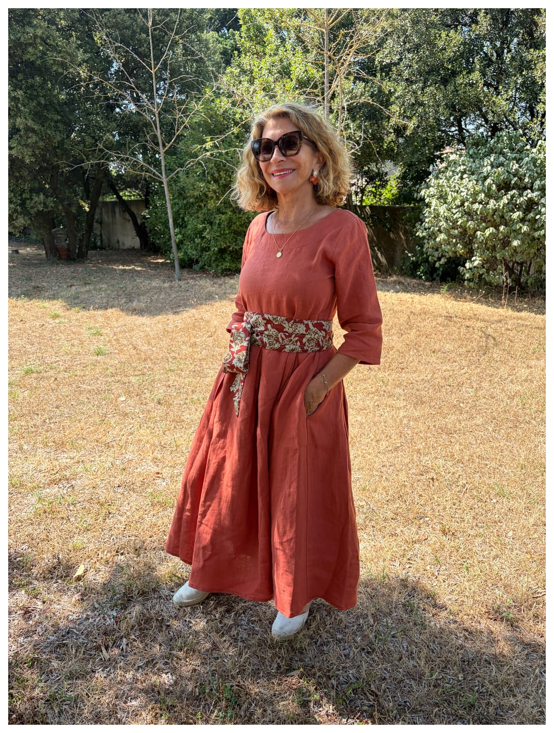 Customer photo review of Robe Louisa manches 3/4 – Lin terre cuite