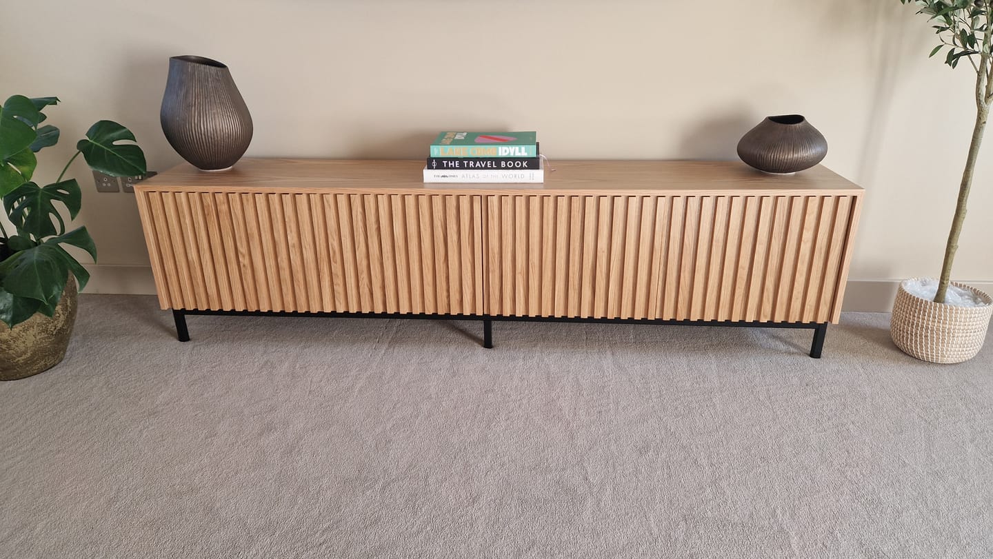 Customer photo review of Fluted Oak Cabinet