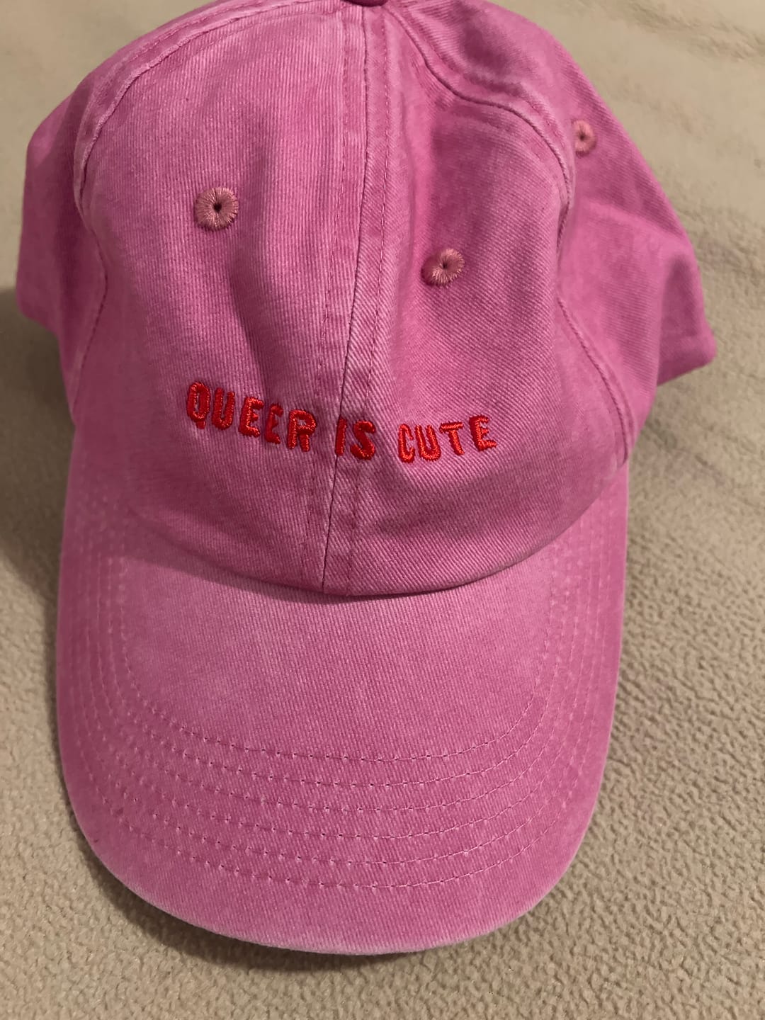 Customer photo review of Queer Is Cute Baseball Hat