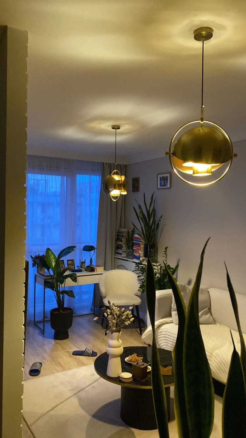 Customer photo review of Multi-Lite Pendant Light, Movable Hemisphere Shade in 8 Finishes