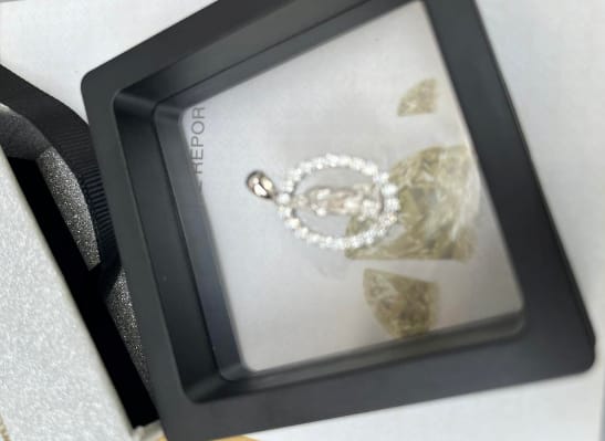 Customer photo review of VVS Moissanite Virgin Mary Pendant 925 Silver