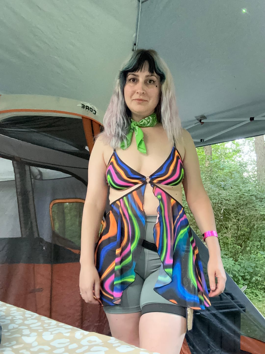 Customer photo review of Rainbow Vibration High Waisted Shorts Set