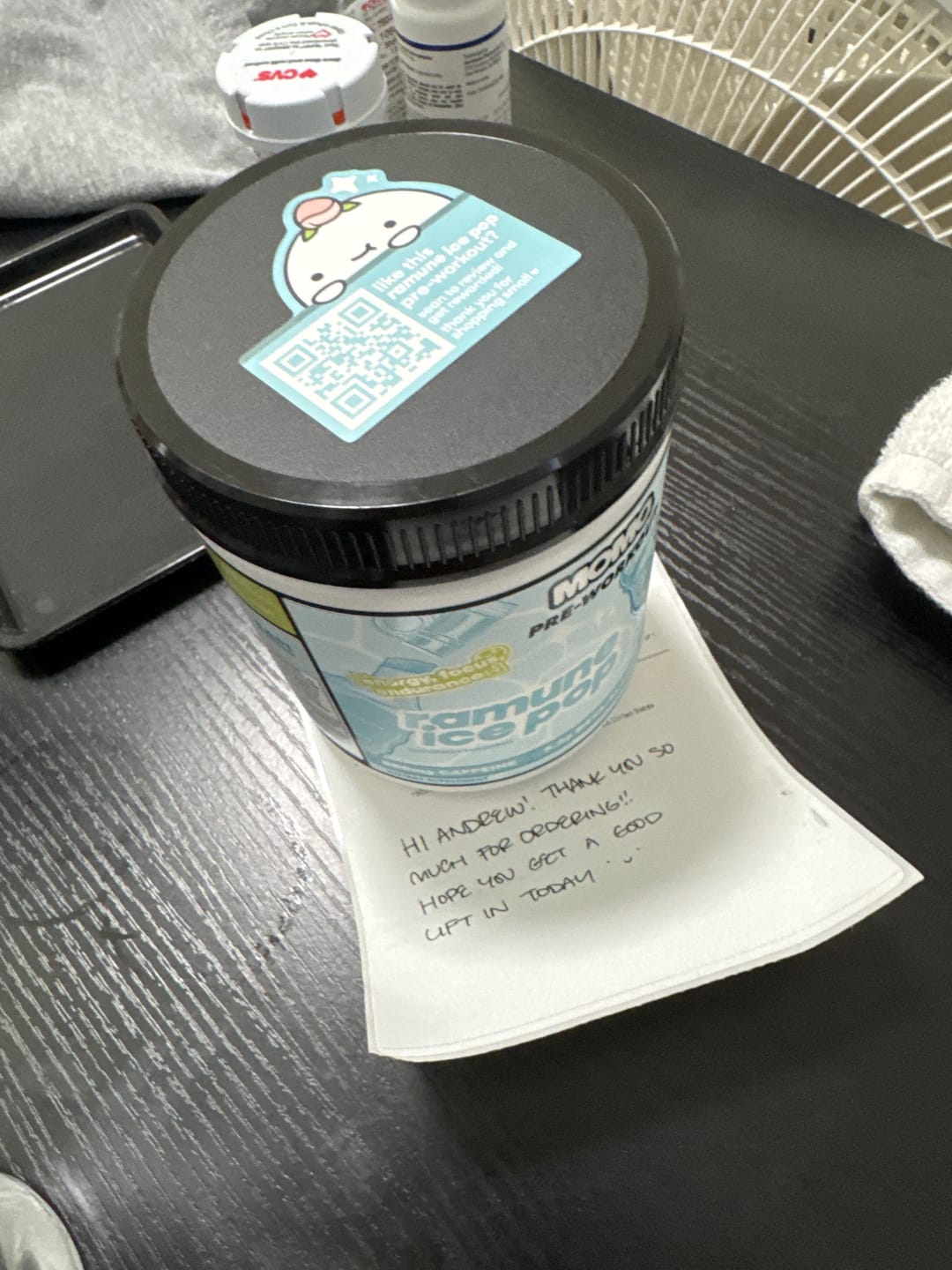 Customer photo review of MOMO® pre-workout | Ramune Ice Pop | 40 scoops