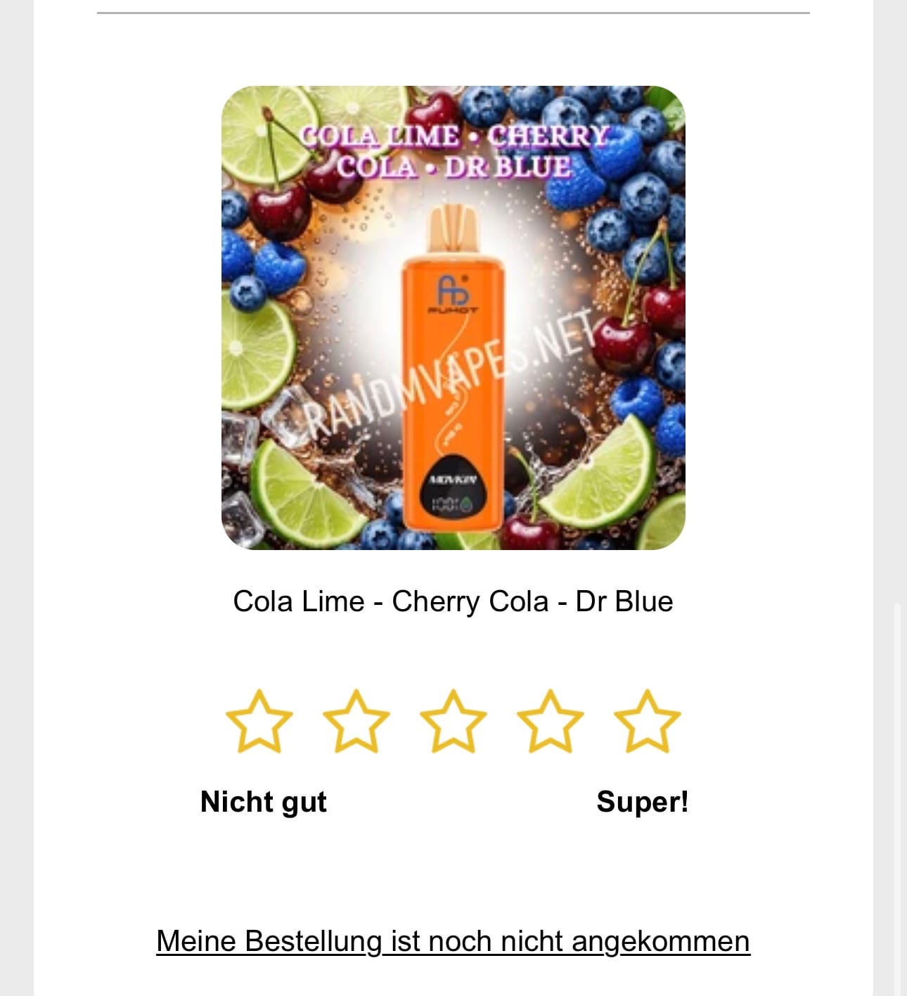 Customer photo review of Cola Lime - Cherry Cola - Dr Blue