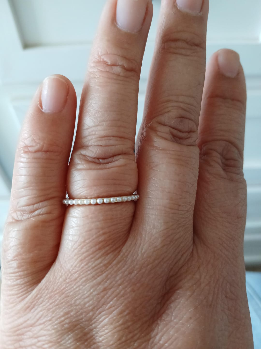 Customer photo review of Anillo Cintillo Perlas