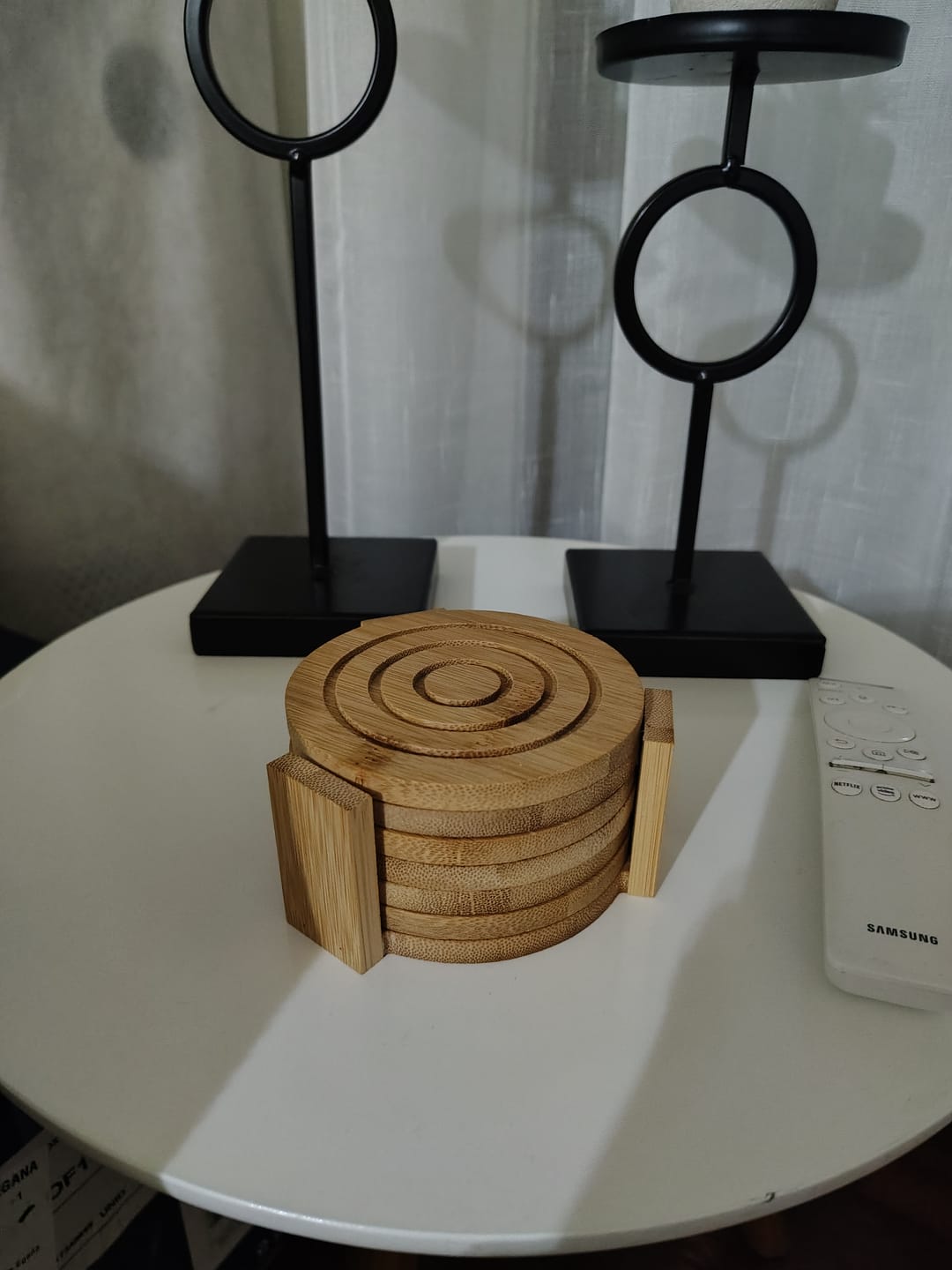 Customer photo review of Juego De 6 Posavasos De Bambú Con Base Tapete Para Bebida