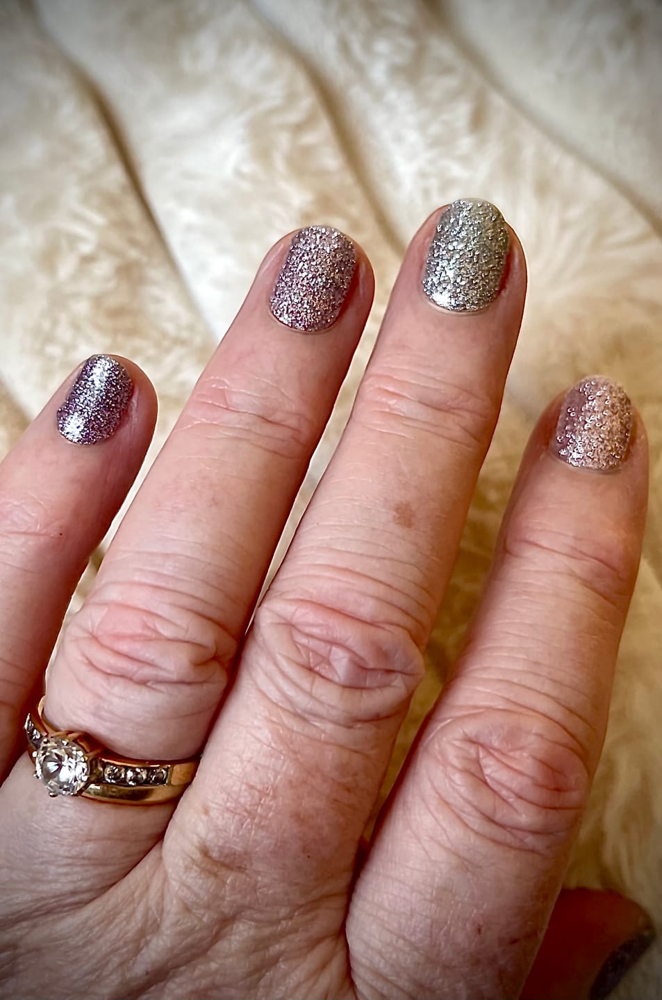 Customer photo review of Mauve Over | Purple Glitter Nail Polish Wraps