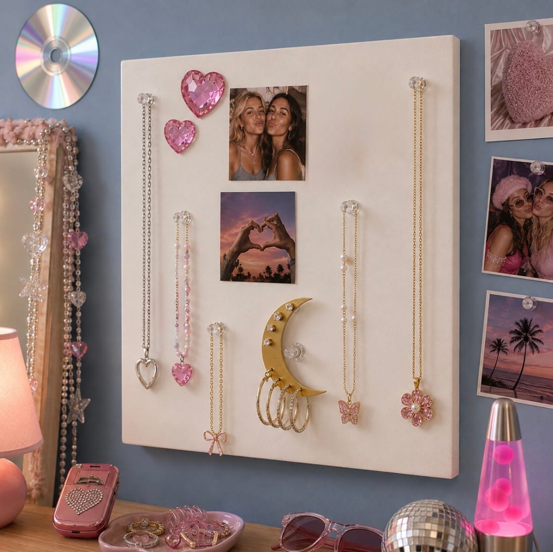 Customer photo review of Large Wall Jewelry Organizer | Teen Girl Dorm Storage