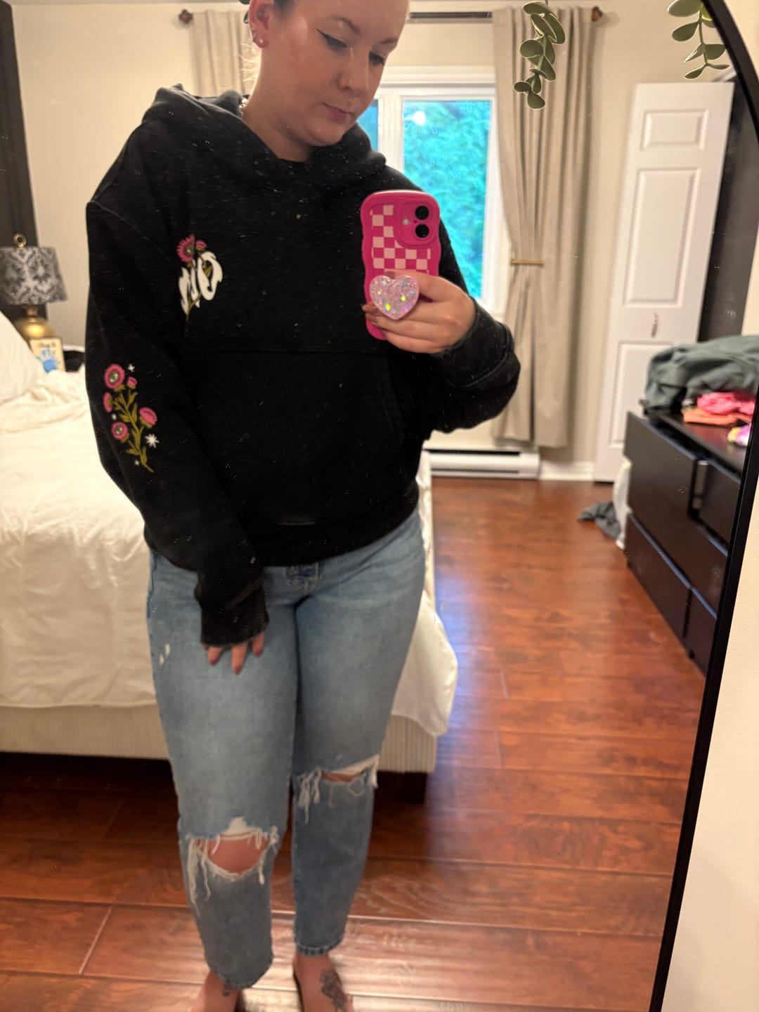 Customer photo review of Smell the Flowers Hoodie