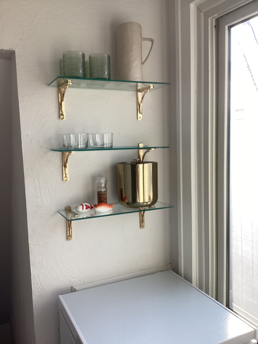 Customer photo review of Minimalist Shelf Bracket - Unlacquered Brass Polished