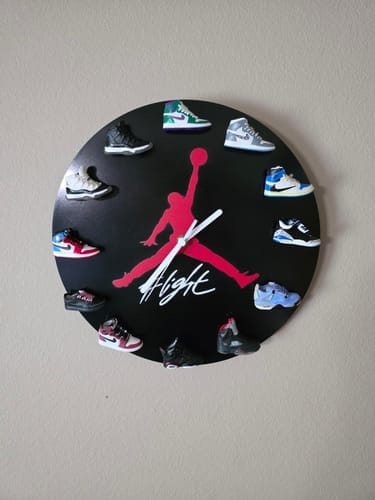 Customer photo review of Handcrafted 3D Sneakers Clock with 12 Mini Sneakers