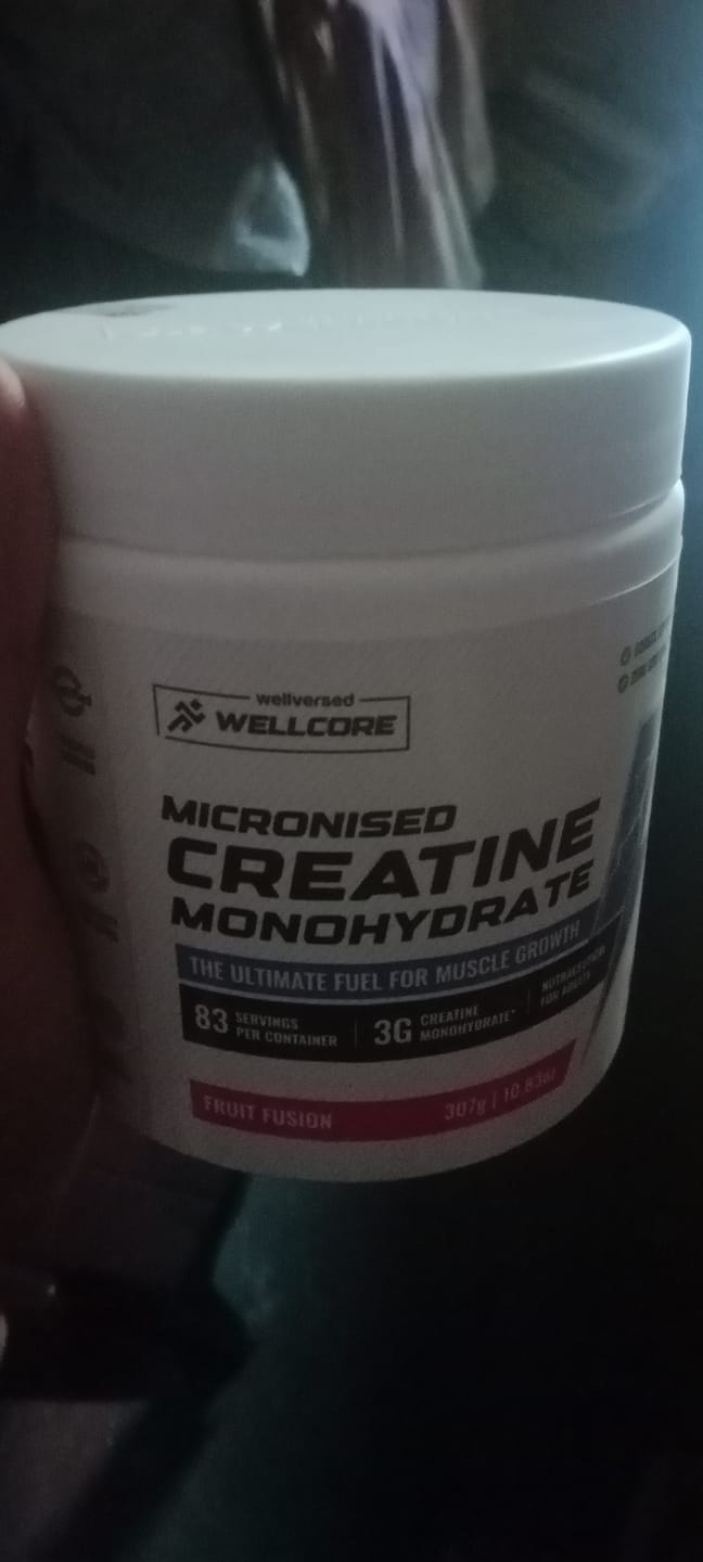 Customer photo review of Wellcore - Micronised Creatine Monohydrate (83 Servings, Fruit Fusion) + Premium Steel Shaker