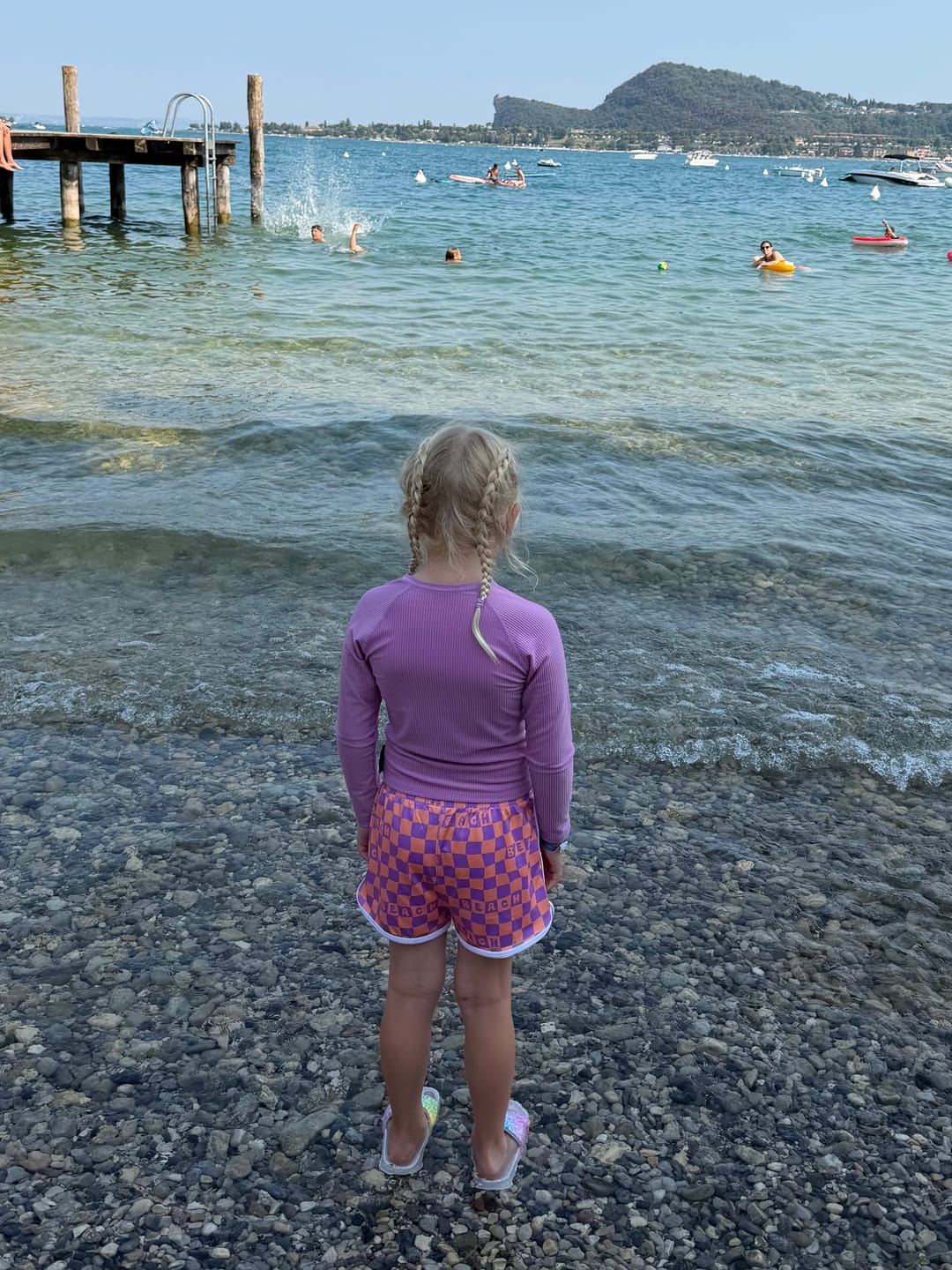 Customer photo review of Checkered Beach Swim Trunks