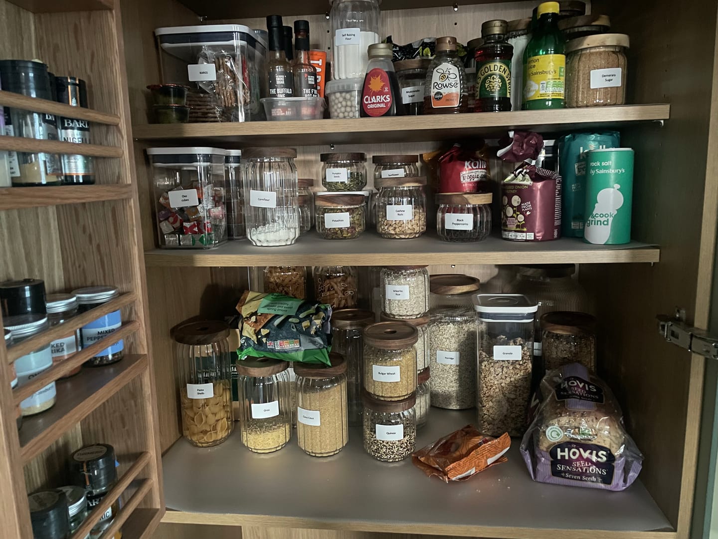 Customer photo review of Ribbed Acacia Glass Pantry Jars