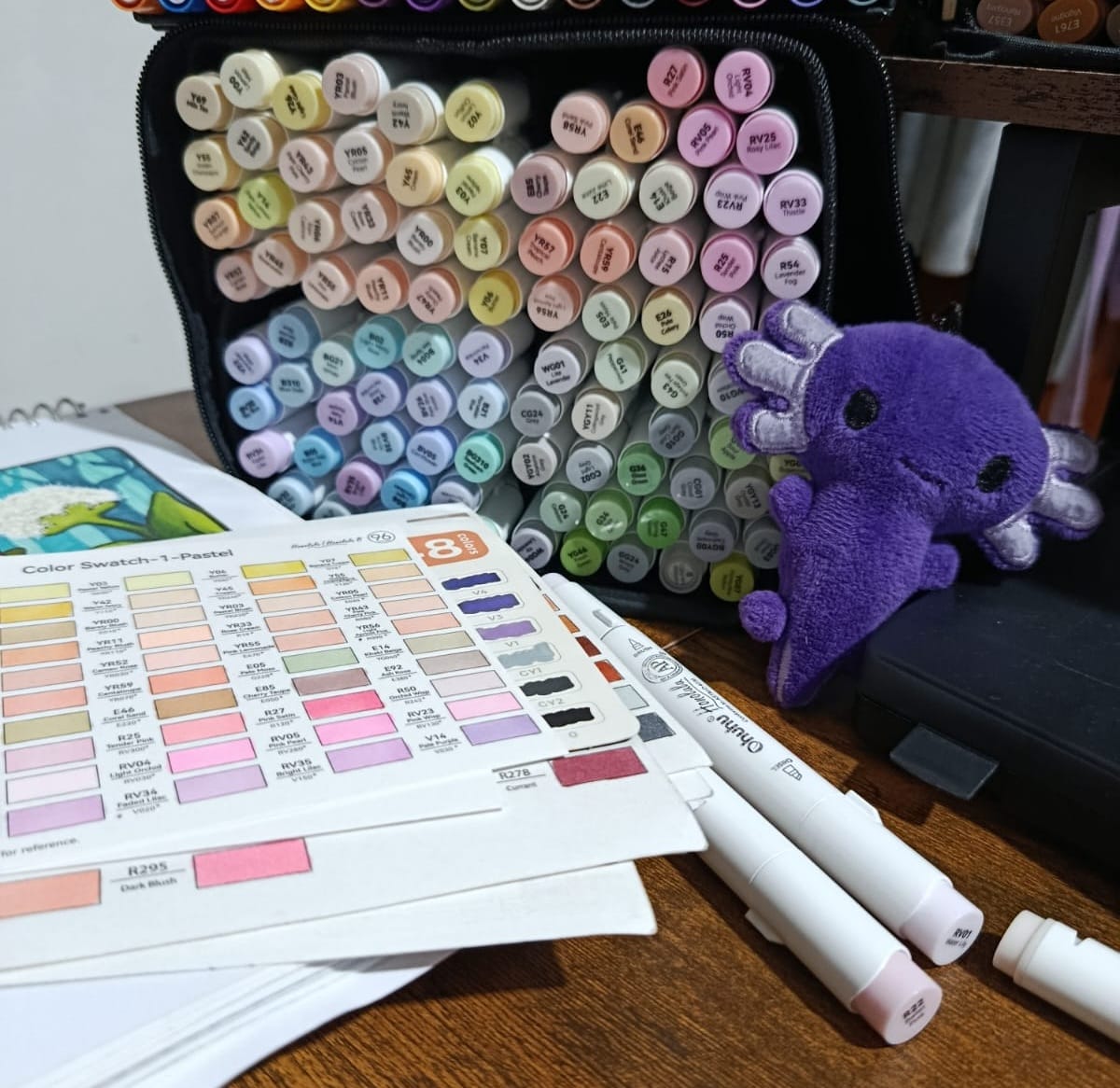 Customer photo review of Ohuhu Honolulu 96 Pastel Colors Alcohol Art Markers - Sweetness & Blossoming (New Color Codes)