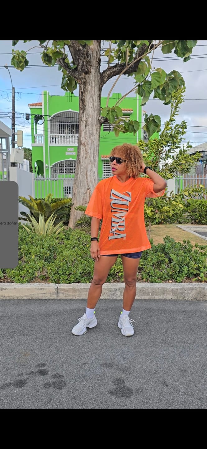 Customer photo review of Dale-Z Oversized Mesh V-Neck Top