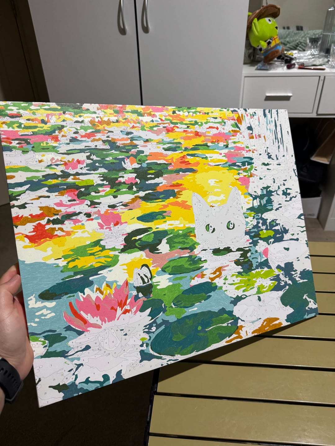 Customer photo review of A Water lilies cat | Paint by Number