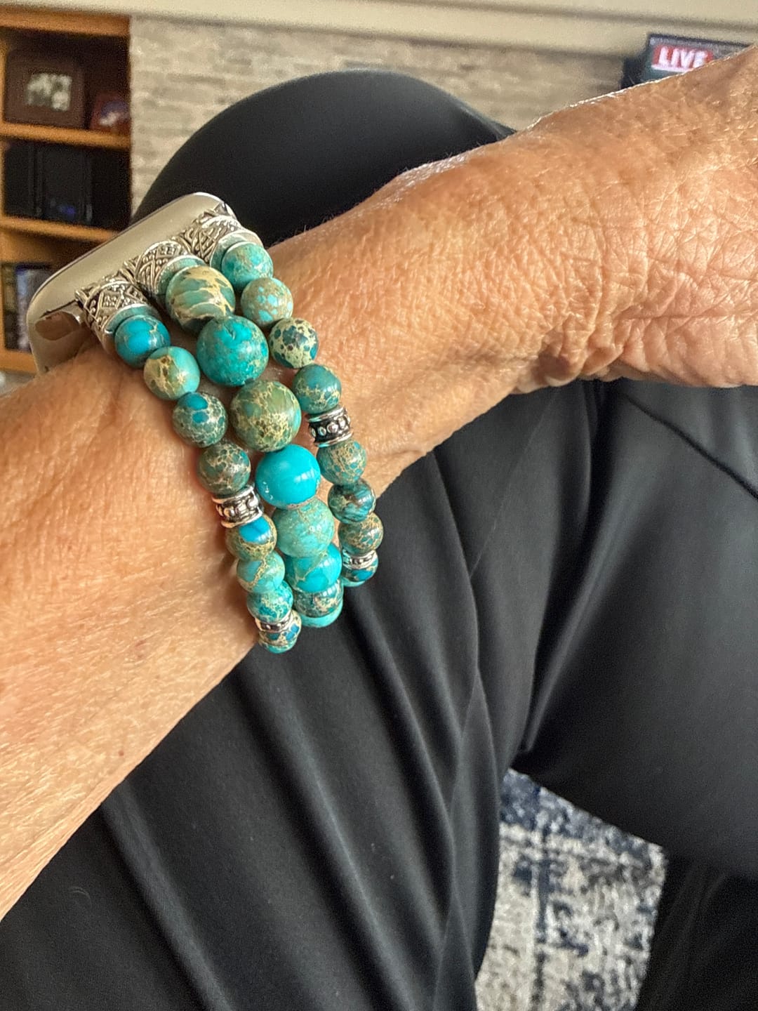 Customer photo review of Imperial Jasper Stretch Apple Watch Strap