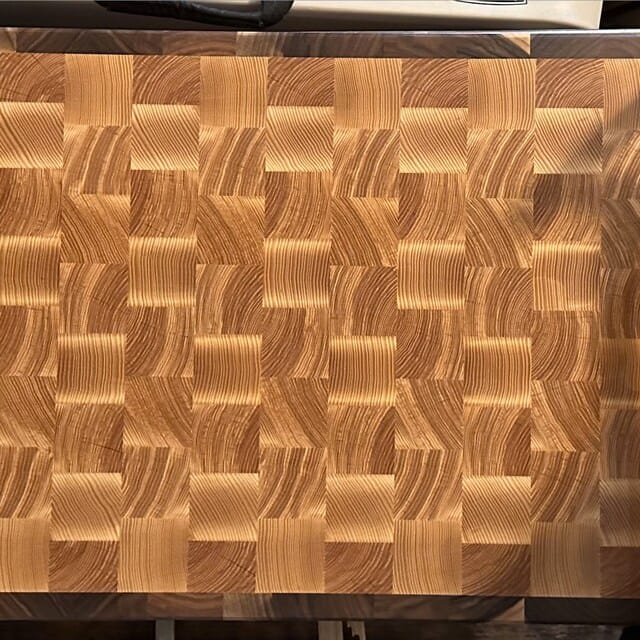 Customer photo review of Personalized Walnut and Cherry End Grain Cutting Board