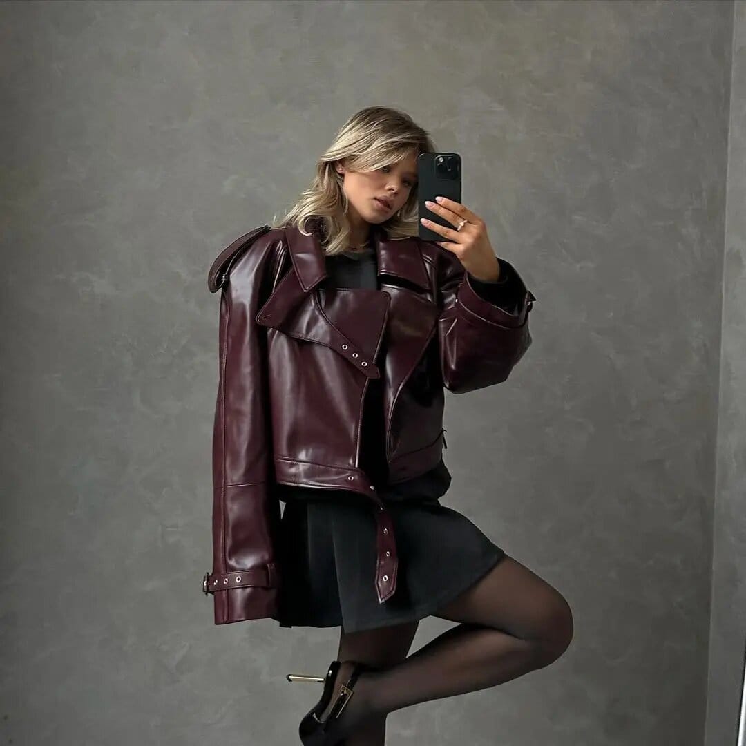 Customer photo review of Cherry Bomb Leather Jacket