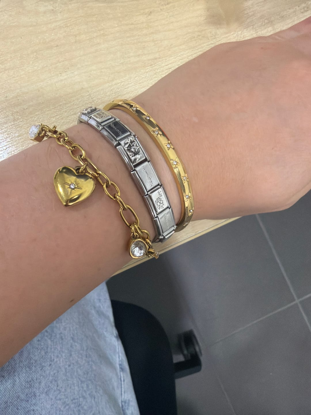 Customer photo review of Daisy Gold Crystal Charm Bracelet