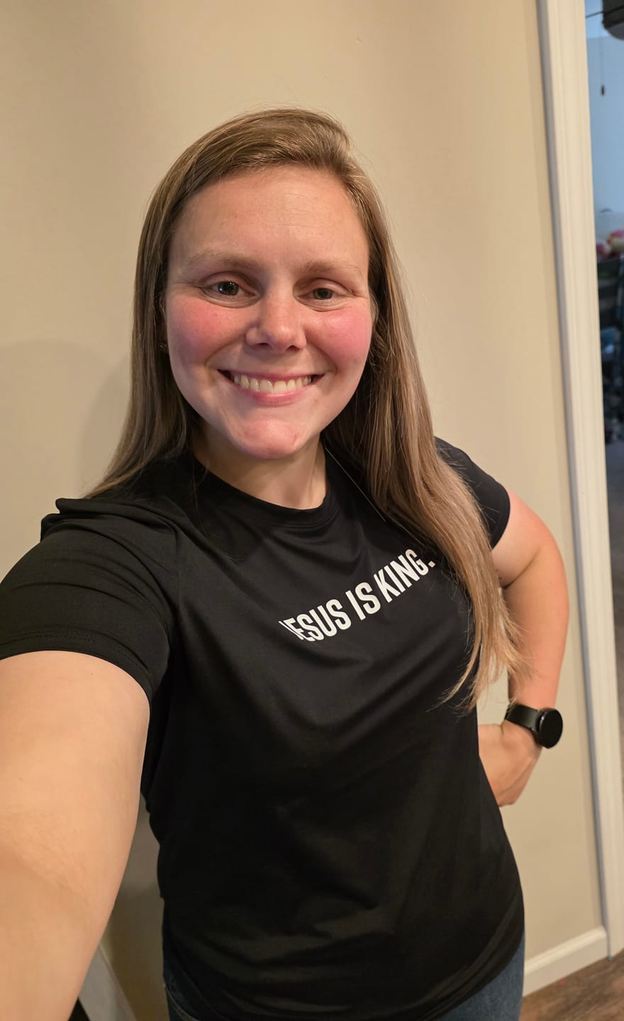 Customer photo review of Women's Jesus Is King Performance Tee