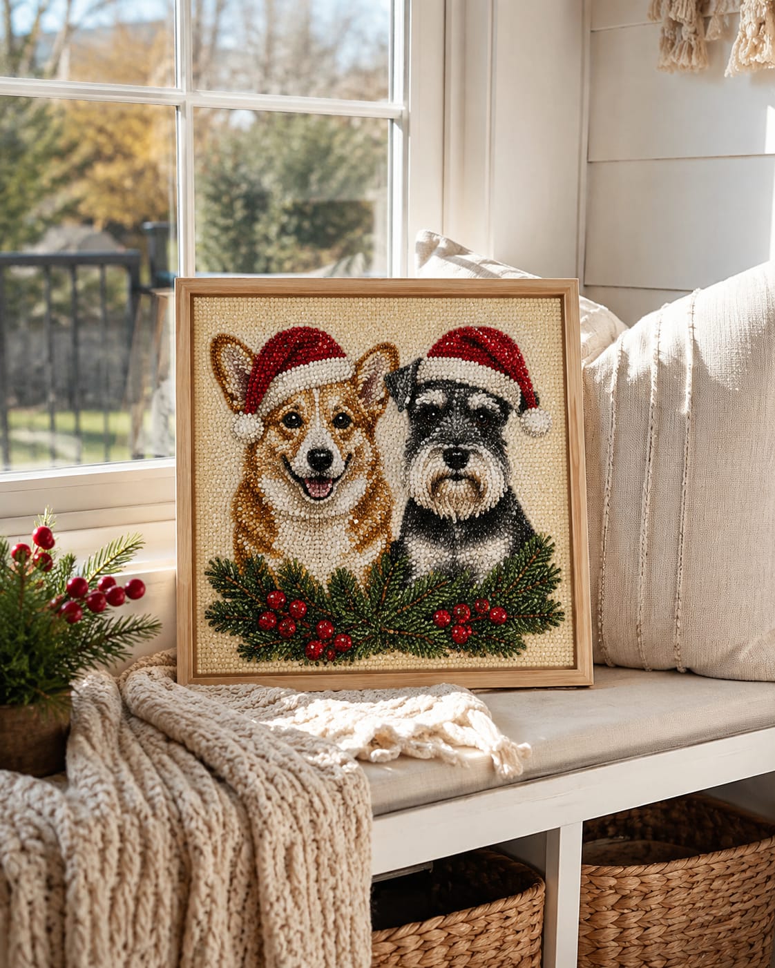 Customer photo review of Custom Christmas Pet Pearl Bead Portrait Perfect Gift For Pet Lovers