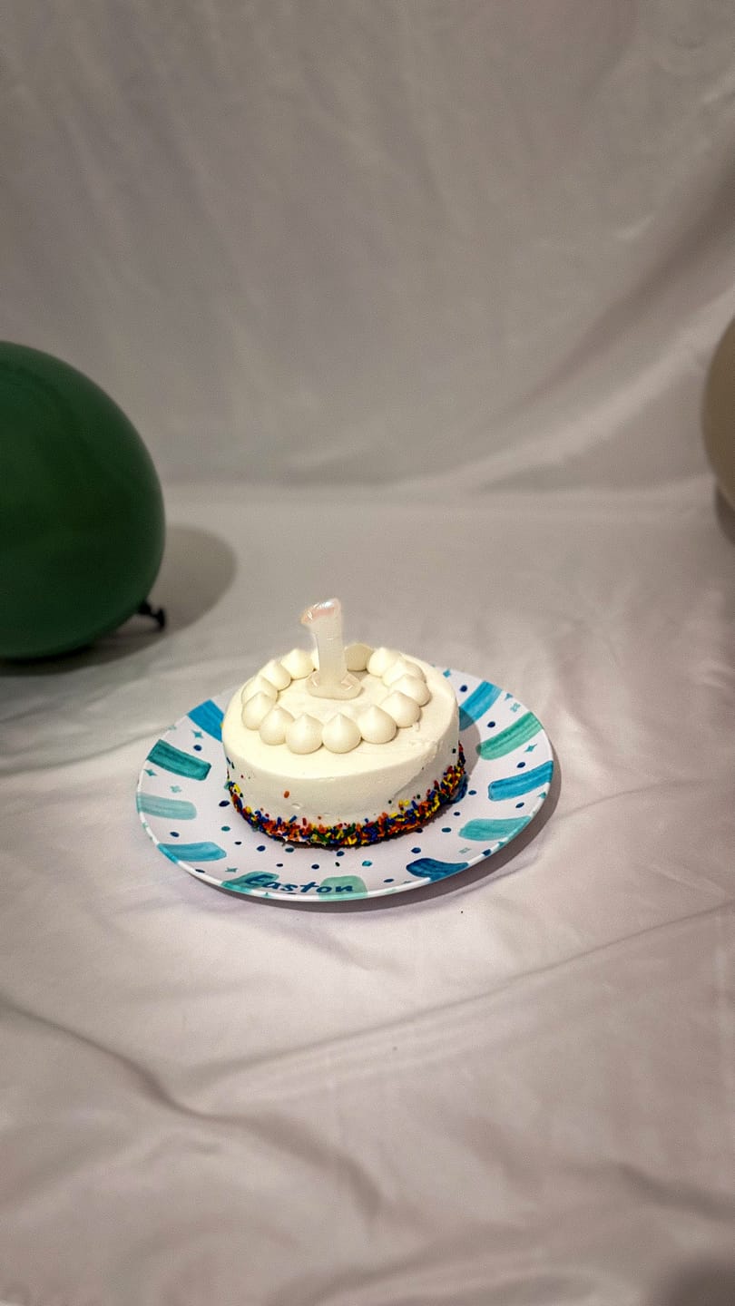 Customer photo review of Shades of Blue Birthday Plate