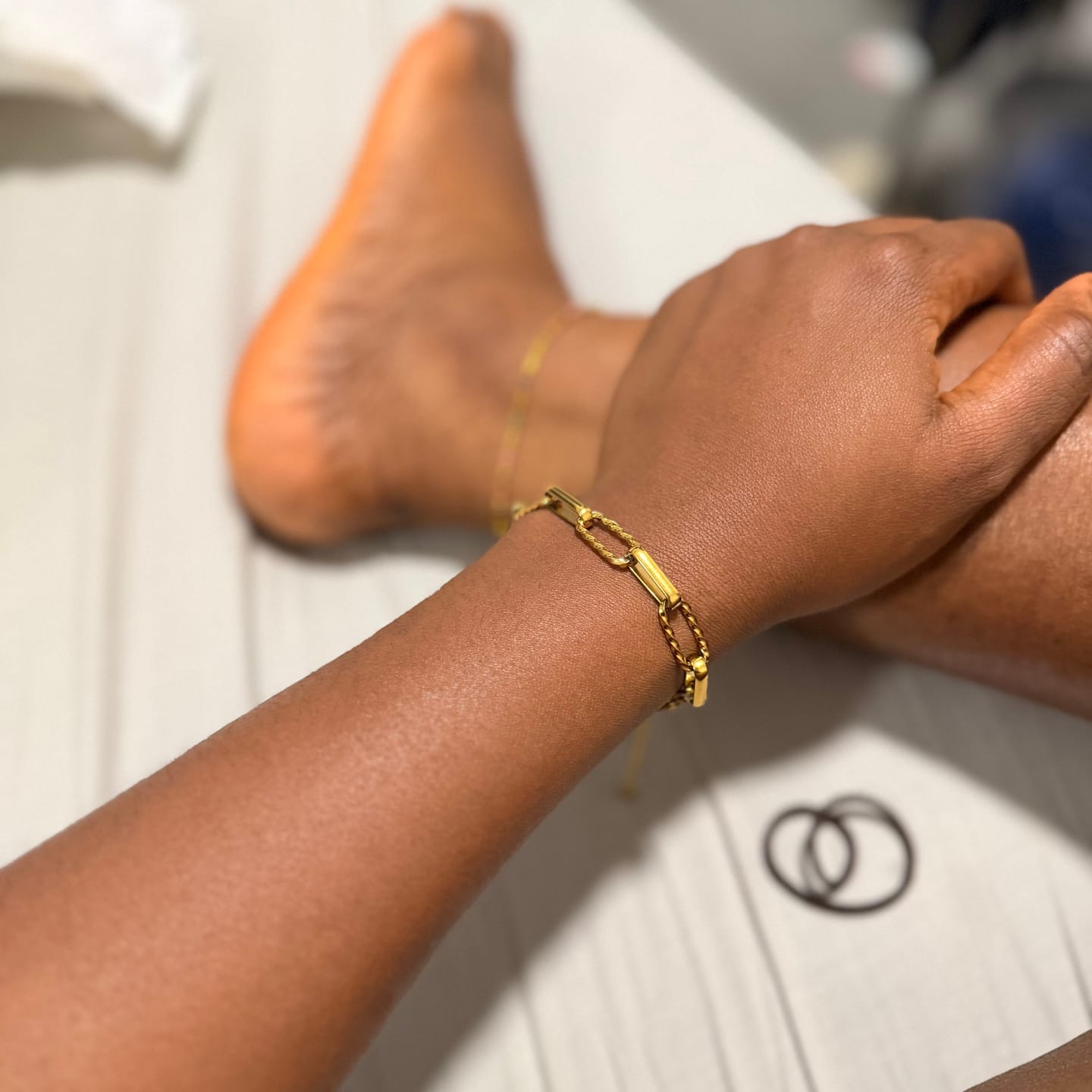 Customer photo review of Rainbow Bead Anklet