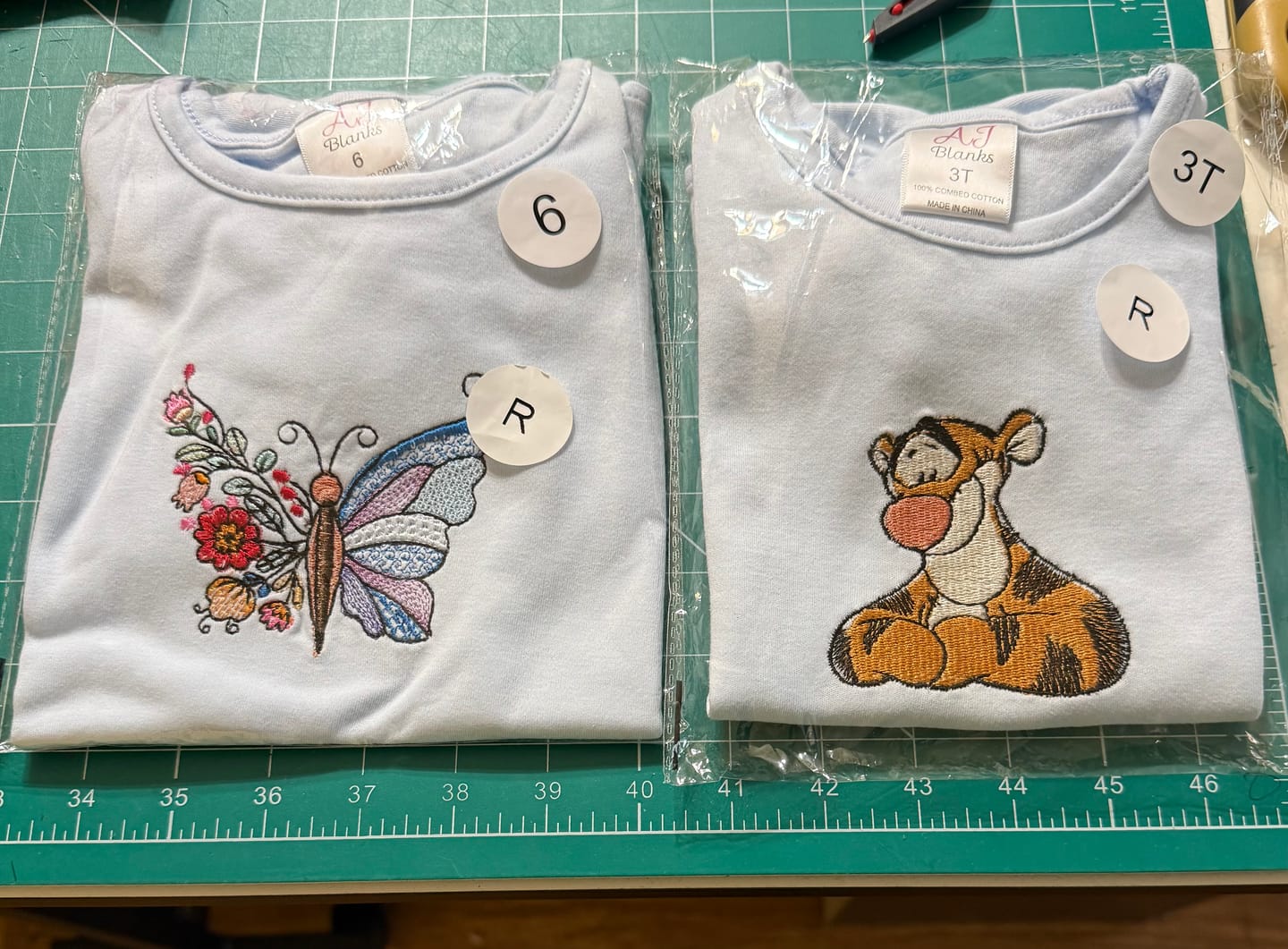 Customer photo review of Light Blue Girl's Short Sleeve RUFFLE Shirts (95% Cotton 5% polyester)