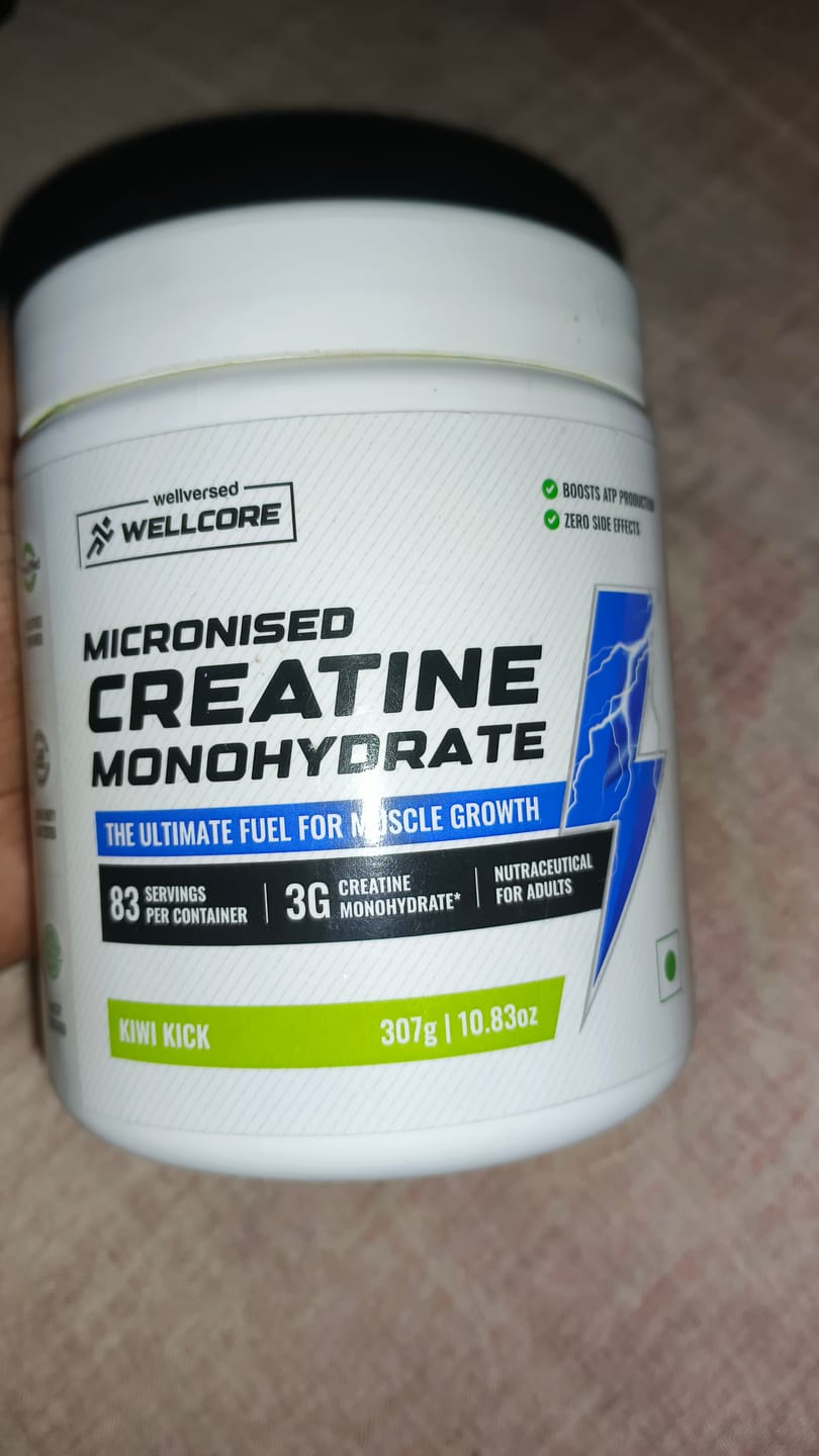 Customer photo review of Wellcore - Micronised Creatine Monohydrate (83 Servings, Kiwi Kick) + Premium Gym Vest