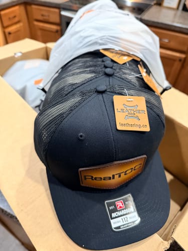 Customer photo review of Premium Custom Leather Patch Hats (Wholesale)