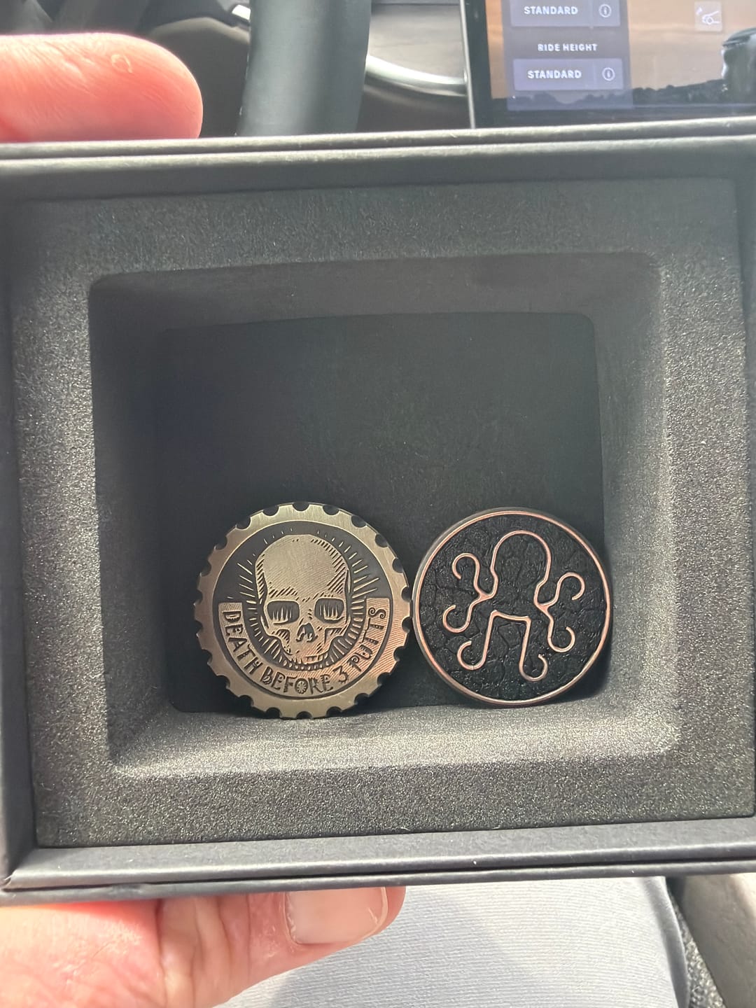 Customer photo review of Death Before 3 Putts - Brass EDC Marker