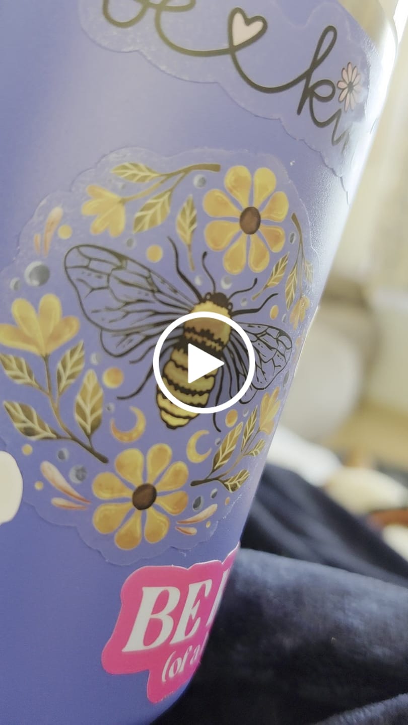 Customer video review of Flowers And Bee Clear Sticker