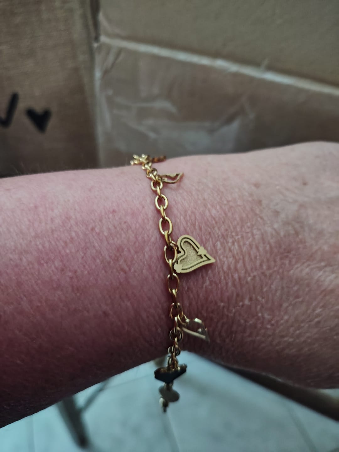 Customer photo review of Bracelet double tour doré acier inoxydable trèfle perle chic Réf 5